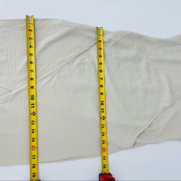 SHEIN long wrap rippled dress LIGHT NATURAL STONE sleeveless casual wear S - Picture 9 of 11